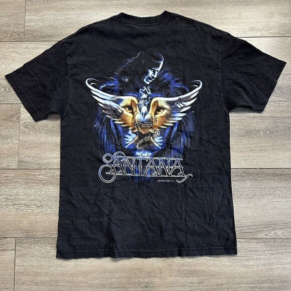 Vintage Carlos Santana Let The Music Set You Free Y2K T Shirt Sixe XL Tour Black - Picture 1 of 7